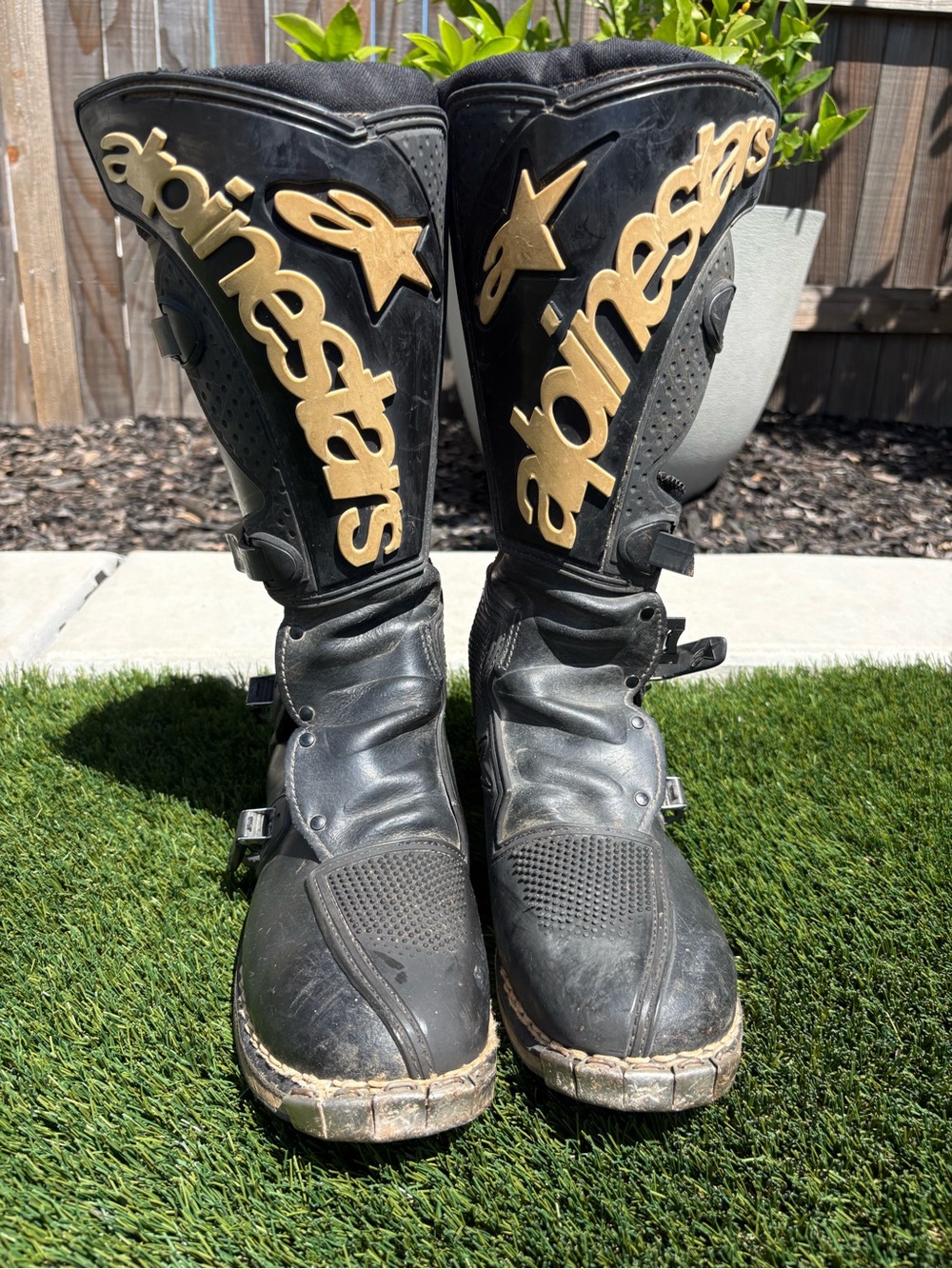 Alpinestars Tech 4 Boots size US 10 Black / Brown Nice Suede Leather READ